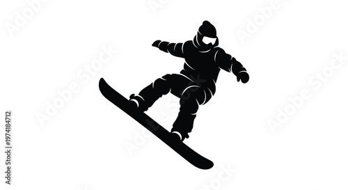 Dynamic snowboarder mid air performing a trick captured as a striking silhouette