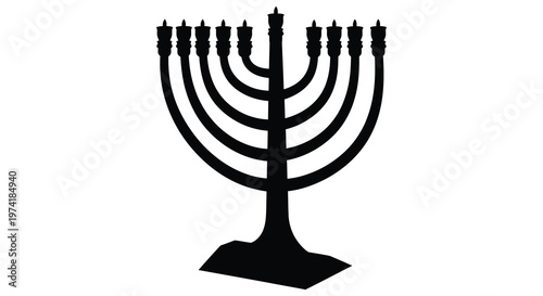 Elegant menorah illustration with a distinctive black silhouette high quality professional
