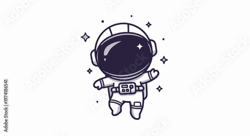 Cute Cartoon Astronaut Floating in Space with Sparkling Stars.