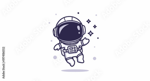 Cute Cartoon Astronaut Floating in Space with Sparkling Stars.