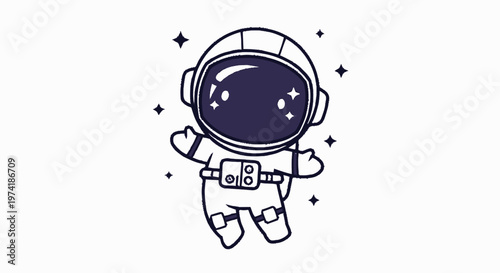 Cute Cartoon Astronaut Floating in Space with Sparkling Stars.