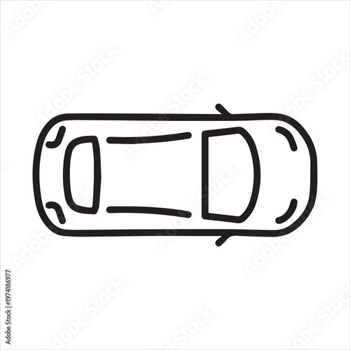 Car top view, linear icon. Line with editable stroke