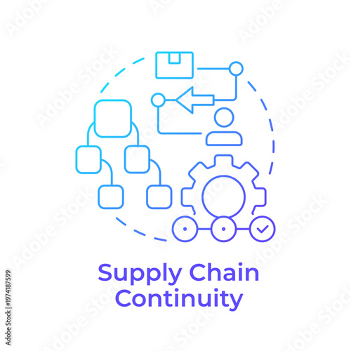 Supply chain continuity blue gradient concept icon. Maintain flow. Key component of business continuity plan. Round shape line illustration. Abstract idea. Graphic design. Easy to use in booklet