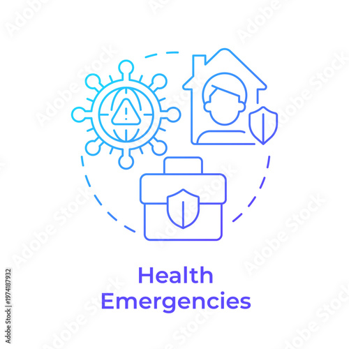 Health emergencies blue gradient concept icon. Medical threats management. Variety of unexpected occurrences. Round shape line illustration. Abstract idea. Graphic design. Easy to use in booklet