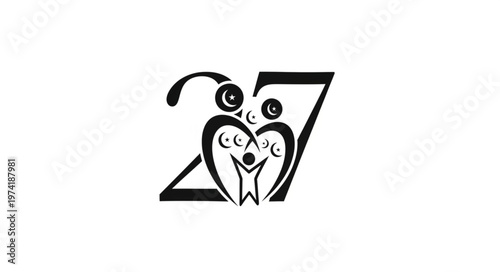 Family and dog logo with heart shape, representing love and care.