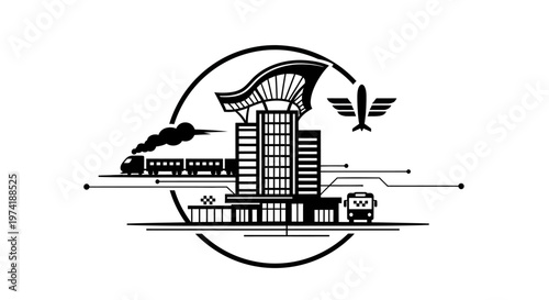 Train Station with Modern Architecture Design.