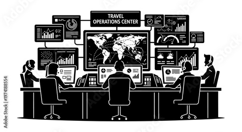 Travel operating center control room team.
