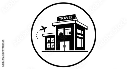 Travel agency office building logo.