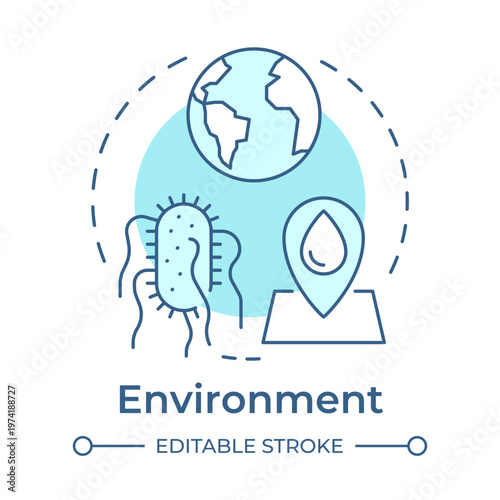 Environment soft blue concept icon. Microbiology research. global ecosystem. Scientific analysis. Round shape line illustration. Abstract idea. Graphic design. Easy to use in presentation, booklet