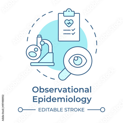 Observational epidemiology soft blue concept icon. Medical research, analysis data. Round shape line illustration. Abstract idea. Graphic design. Easy to use in presentation, booklet
