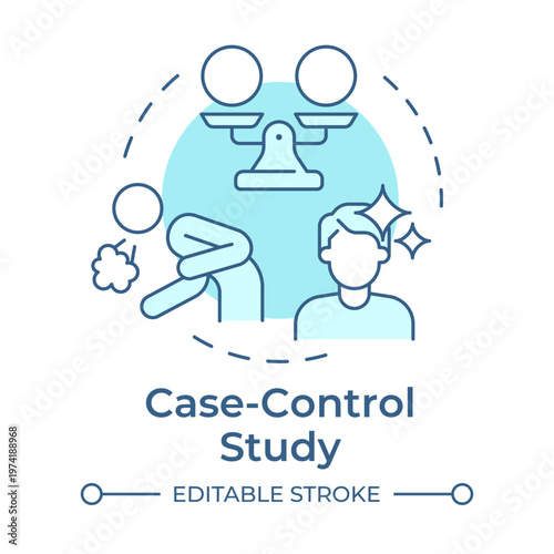 Case control study soft blue concept icon. Medical records, patient treatment. Personal hygiene. Round shape line illustration. Abstract idea. Graphic design. Easy to use in presentation, booklet