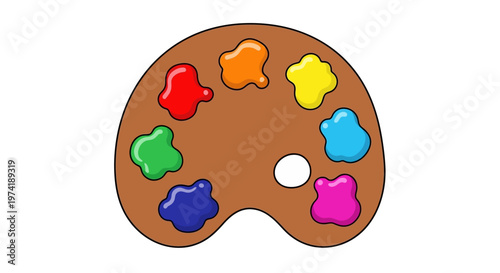 Colorful art palette graphic with bright paint blobs, ready for mixing and inspiring creative endeavors and artistic projects