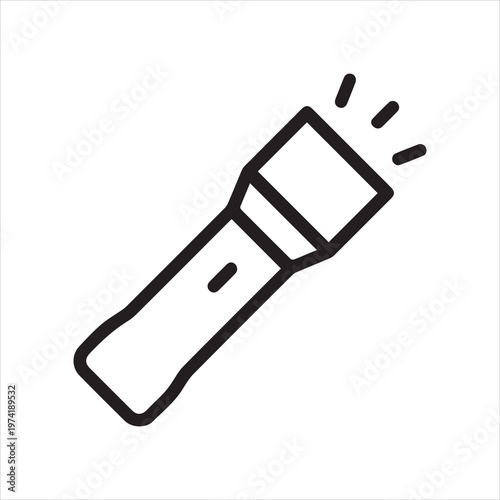 Flashlight, linear icon. Illumination, emergency tool, or outdoor equipment. Line with editable stroke.
