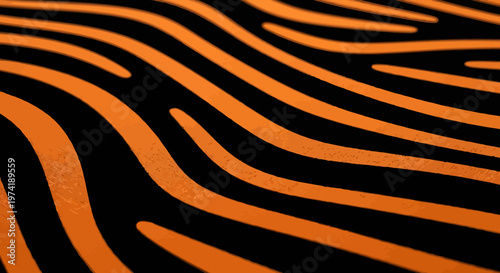 Bold orange curves on deep black creating an energetic and modern abstract pattern or textured background design element for contemporary projects