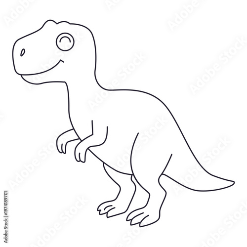 Cute Cartoon T-Rex Line Art