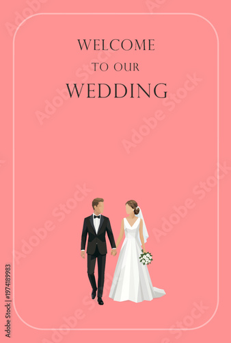 結婚式の新郎新婦イラスト 招待状