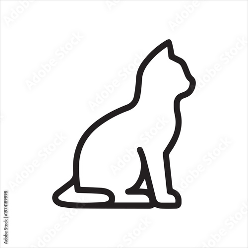 Sitting cat linear icon. Side view of a domestic feline in calm position. Editable stroke.