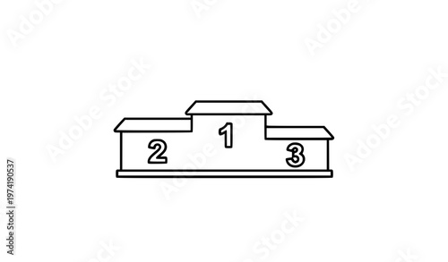 Title:
Sport podium icon set with winner stage trophy and medal elements in clean outline vector style for web design