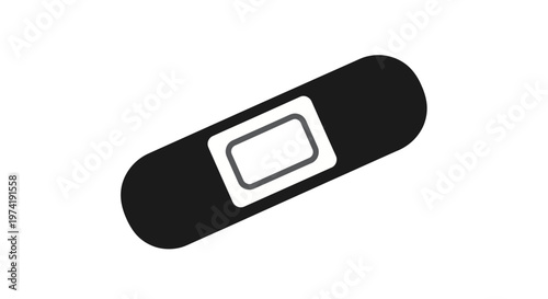 Black and white band aid icon.