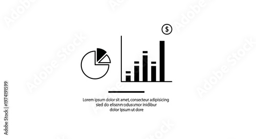 Black and white business chart graphics.