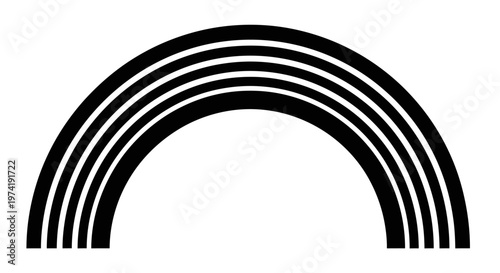 Black and white rainbow symbol icon.