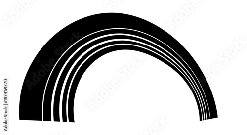 Black arc shape with white lines.