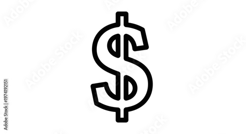 Clean graphic representation of the universal dollar currency sign, symbolizing finance, wealth, and economic prosperity, ideal for banking and business-related projects and visual communication