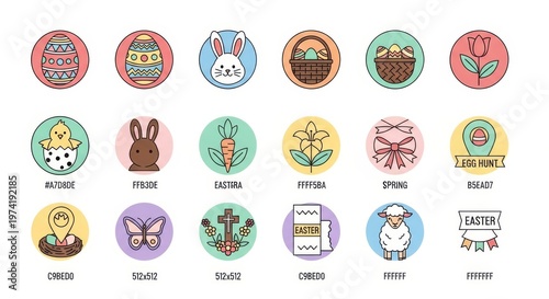 Colorful cartoon animal icons set.