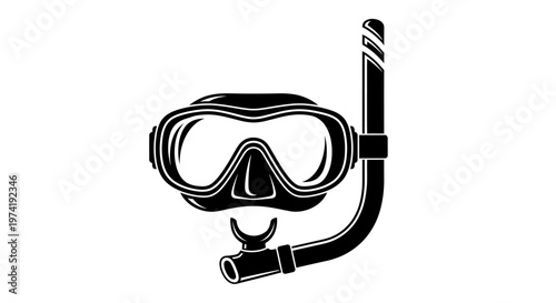 Diver wears scuba gear including mask and snorkel tube underwater.