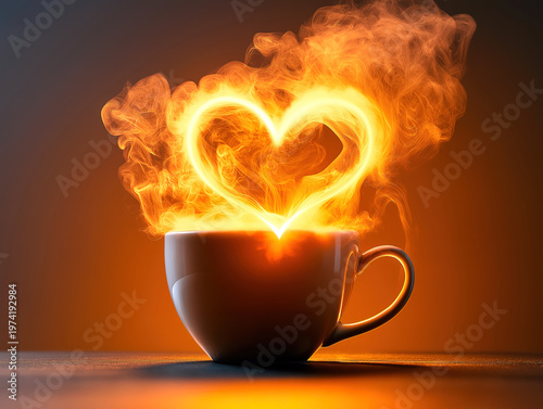 Coffee Cup with Steam in Heart Shape Depicting Parental Affection