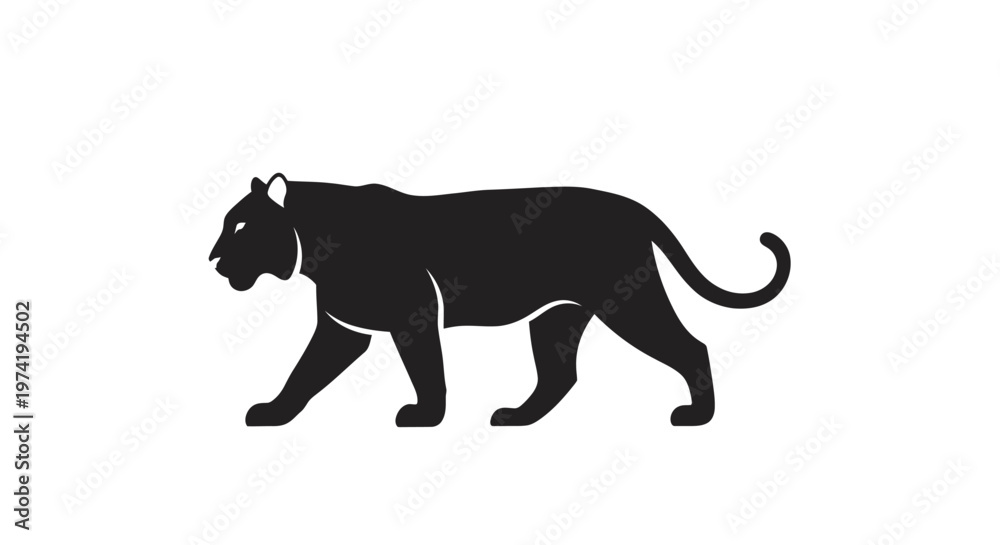 Fototapeta premium Black Panther Walking Side View Silhouette.