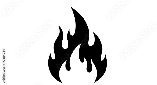 Black flame icon graphic symbol.