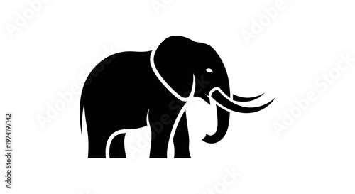 Black silhouette of an elephant.