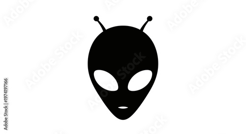 Black silhouette of alien head.