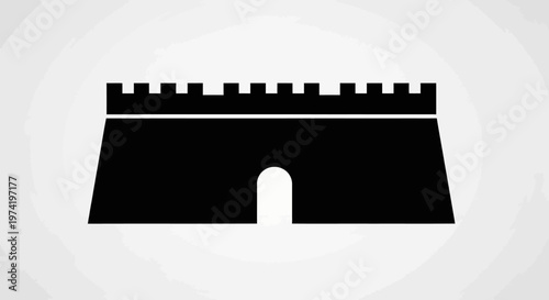 Black silhouette of castle battlement wall.