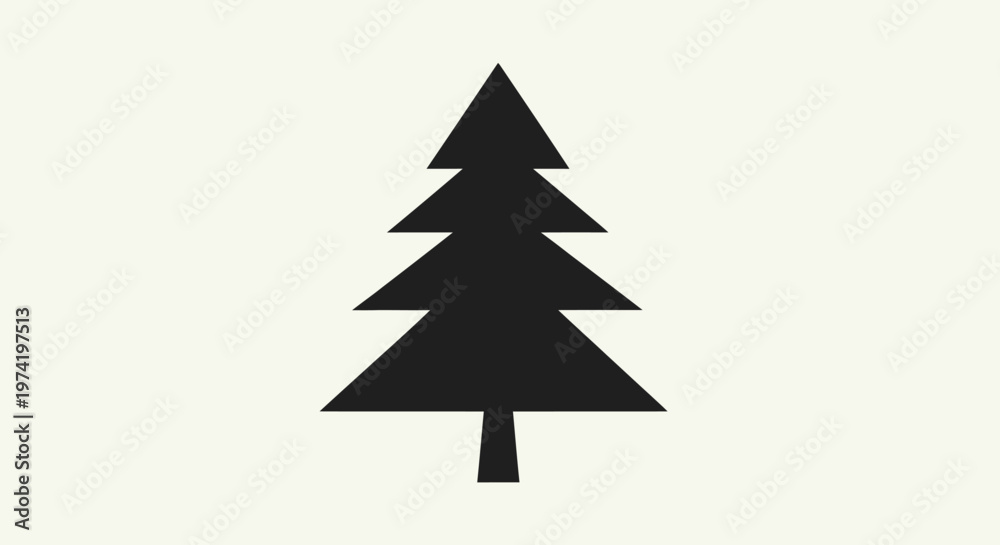 Obraz premium Black silhouette of a pine tree.
