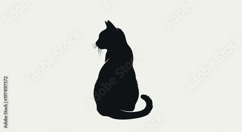 Black silhouette of a sitting cat.