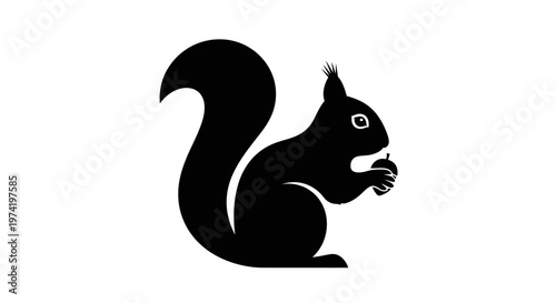 Black silhouette of a squirrel.