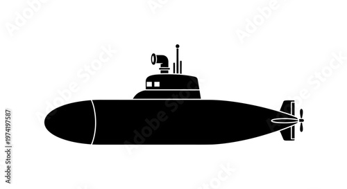 Black silhouette of a submarine.