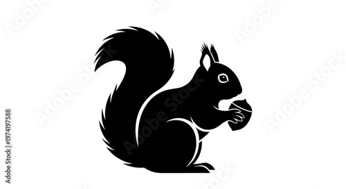Black silhouette of a squirrel.