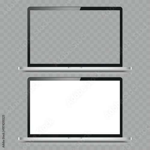 Realistic Modern Laptop Mockup Set. Vector