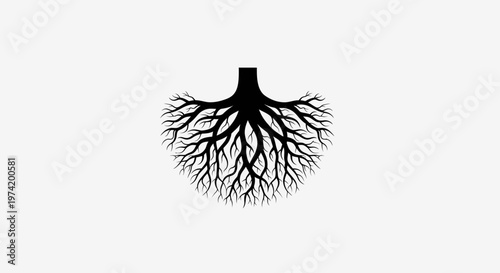 Black silhouette of lung bronchi tree.