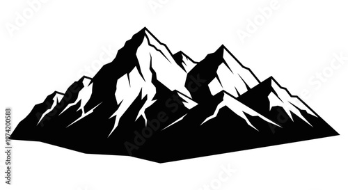 Black silhouette of mountain peaks.