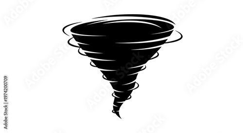 Black swirling tornado weather phenomenon.