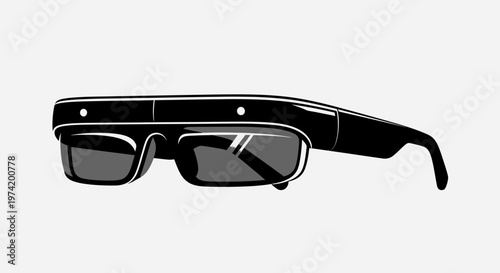 Black Virtual Reality Glasses Side View.