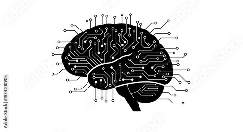Circuit board brain with wires.