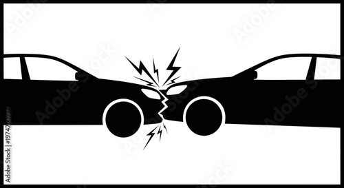 Cars crash into each other front.