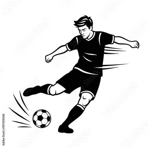 Soccer Player Kicking Ball in Action - Dynamic Sports Illustration