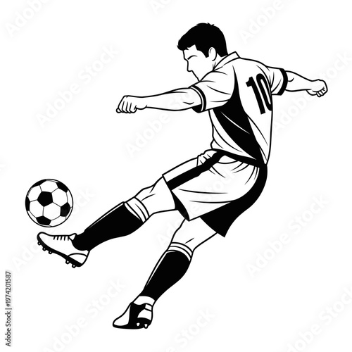 Soccer Player Kicking Ball in Action - Dynamic Sports Photography