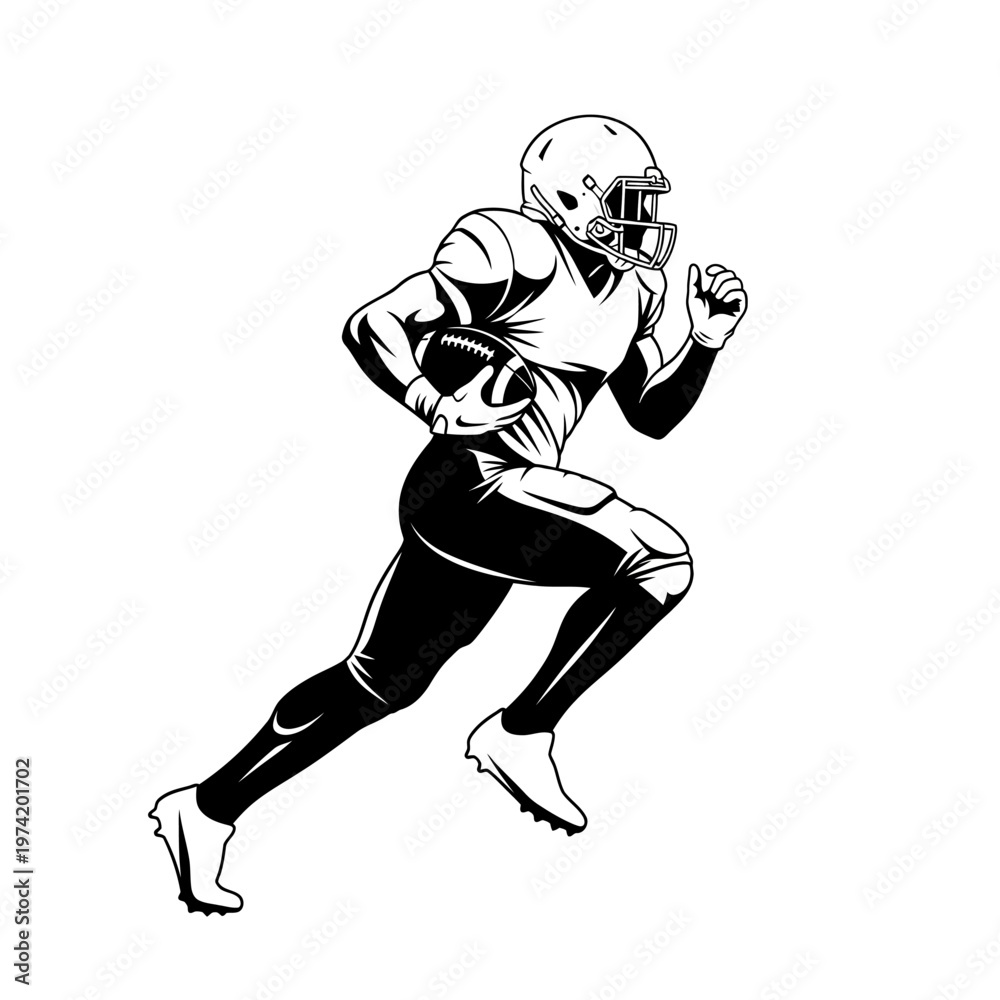 Obraz premium American Football Player Running with Ball, Action Shot, Sports Athlete